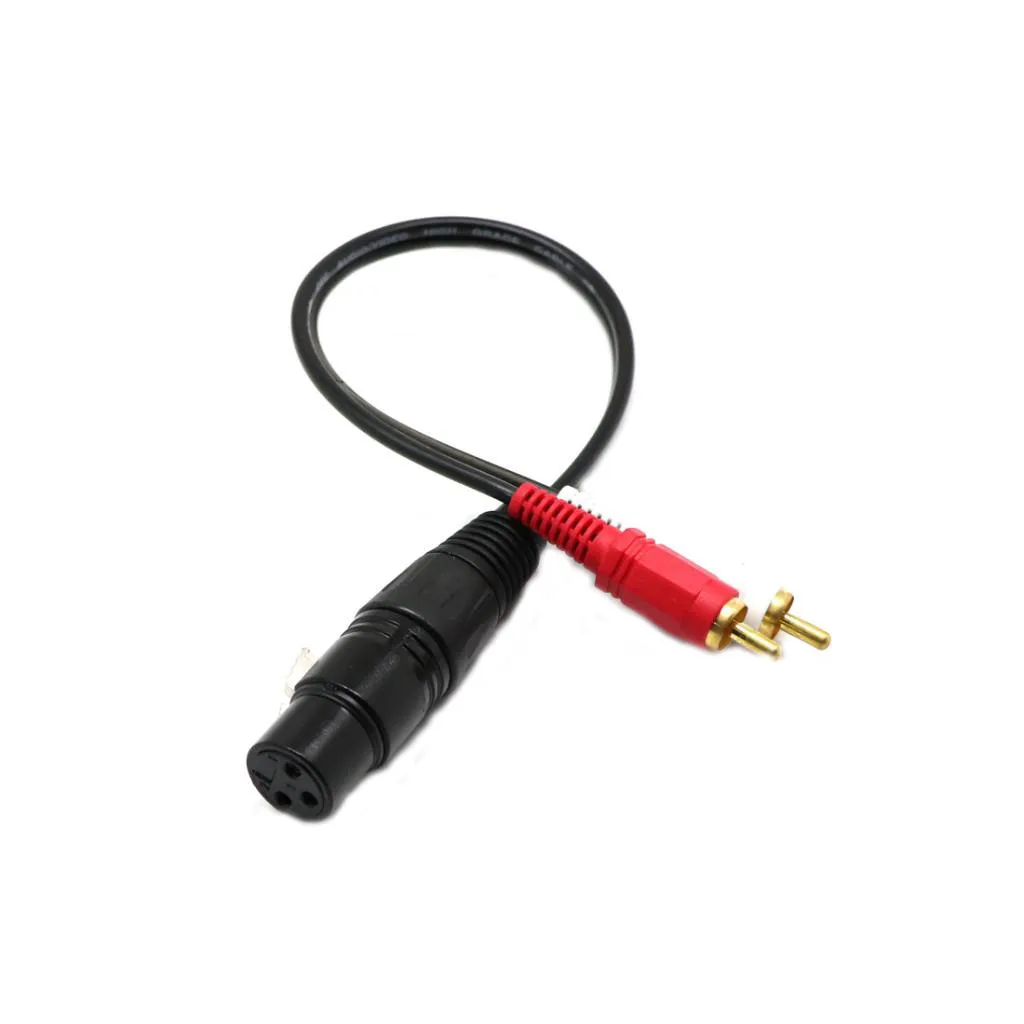 1ft XLR Female to 2 RCA Male Plated Audio Adapter Y Splitter Cable