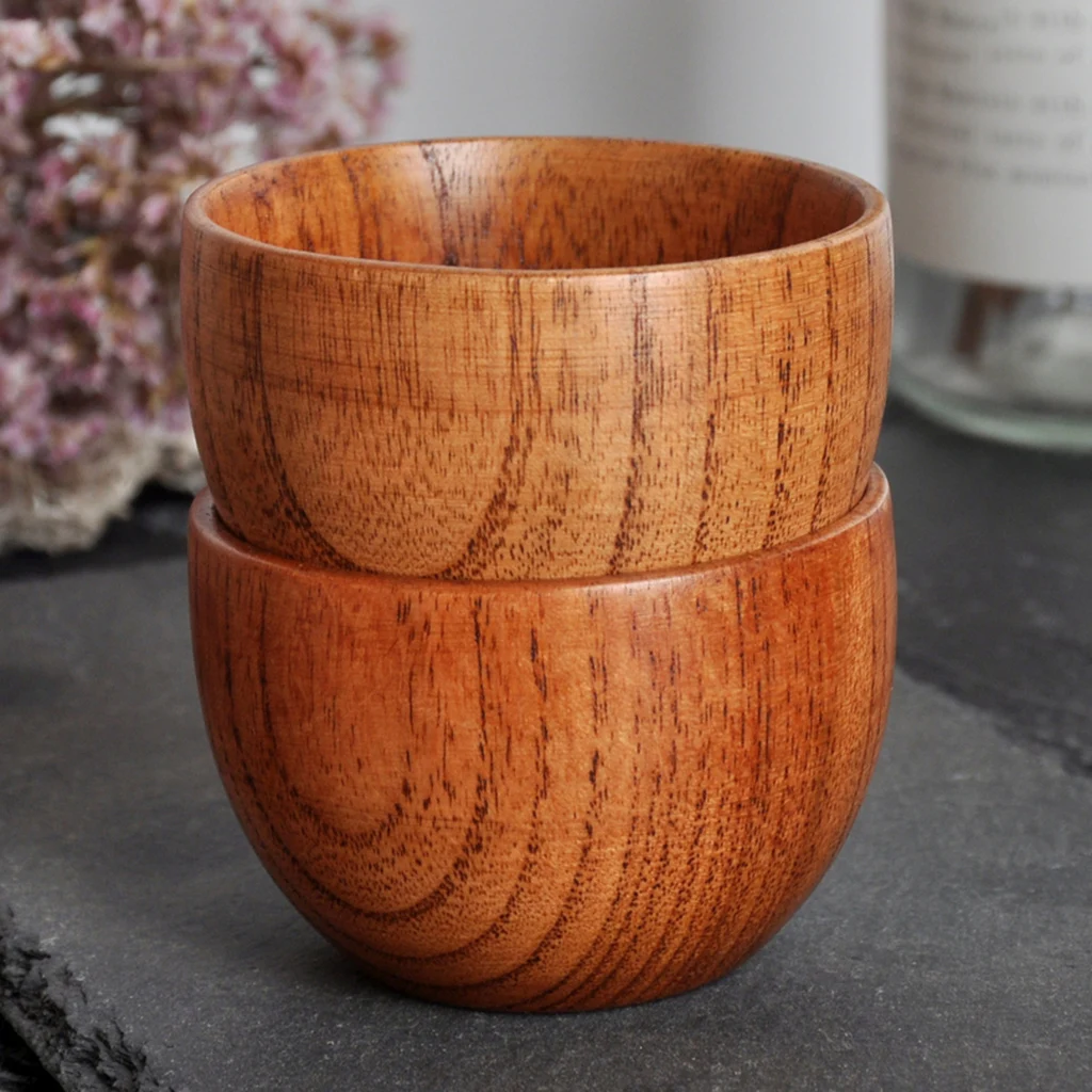 75ml Handmade Mini Wood Coffee Wine Tea Cup Mug For Juice Milk Eco Friendly