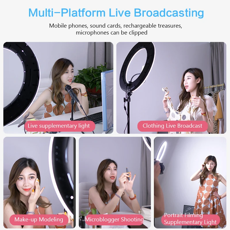 LED 링 라이트, 18 인치, 3200-5600K, 416 개, Led 비드, 65W, 사진 조명, 메이크업 비디오, 유튜브용 LED 링 램프