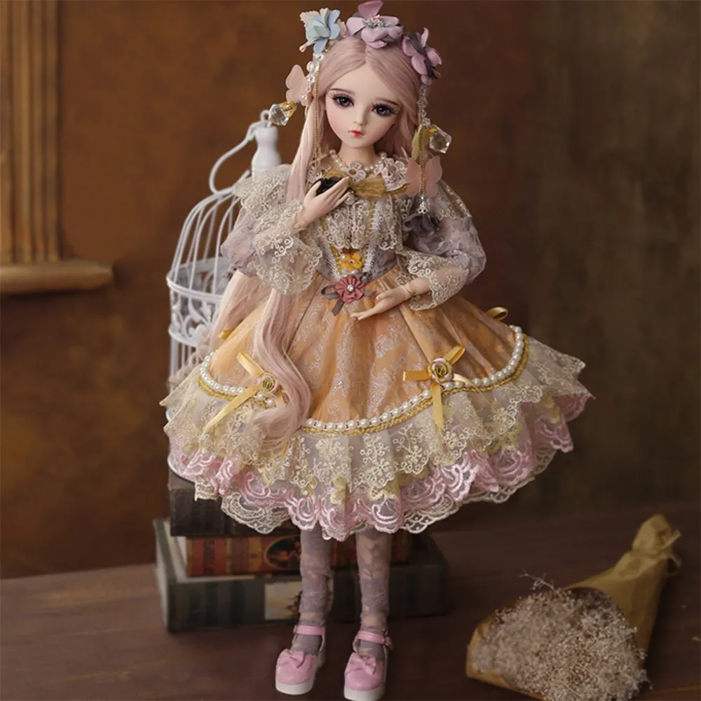 Changeable Eyes Girls Gift Toy 1/3 60cm BJD Doll Wig Dress +Shoes Full Set 