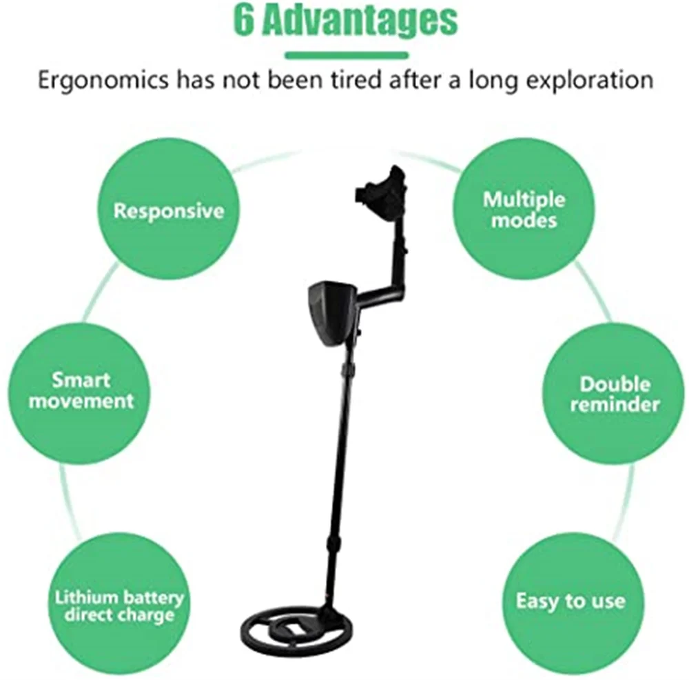 Metal Detector 3 Detection Modes 25 cm Highly Sensitive Waterproof Search Coil Backlit Digital LCD Display