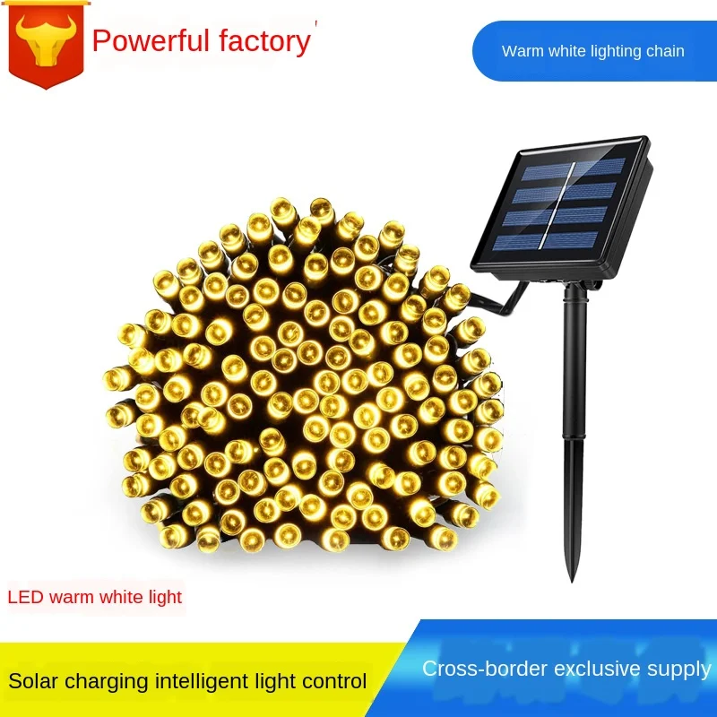 

solar powered outdoor Waterproof string lights led Starry Decoration String Lights Halloween Christmas lighting for garden warm
