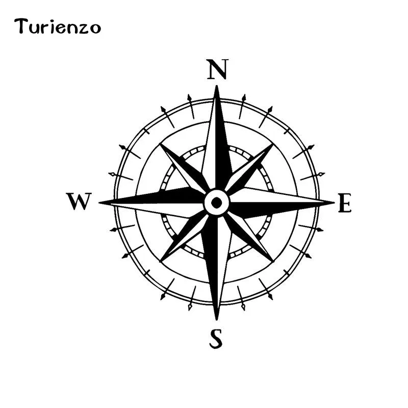 Turienzo 17CM*17.1CM Compass Geographic Decal Vinyl Car Sticker Black White CT-1691 | Автомобили и мотоциклы