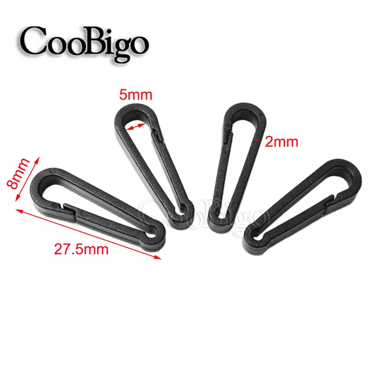 10pcs/lot Black Plastic Carabiner Clips For Backpack Paracord Strap Cord Lanyard DIY
