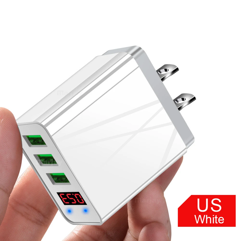 США USB зарядное устройство адаптер QC3.0 светодиодный дисплей ЕС США штекер Адаптер 3.1A Быстрая зарядка смарт мобильный телефон быстрое зарядное устройство - Тип штекера: США