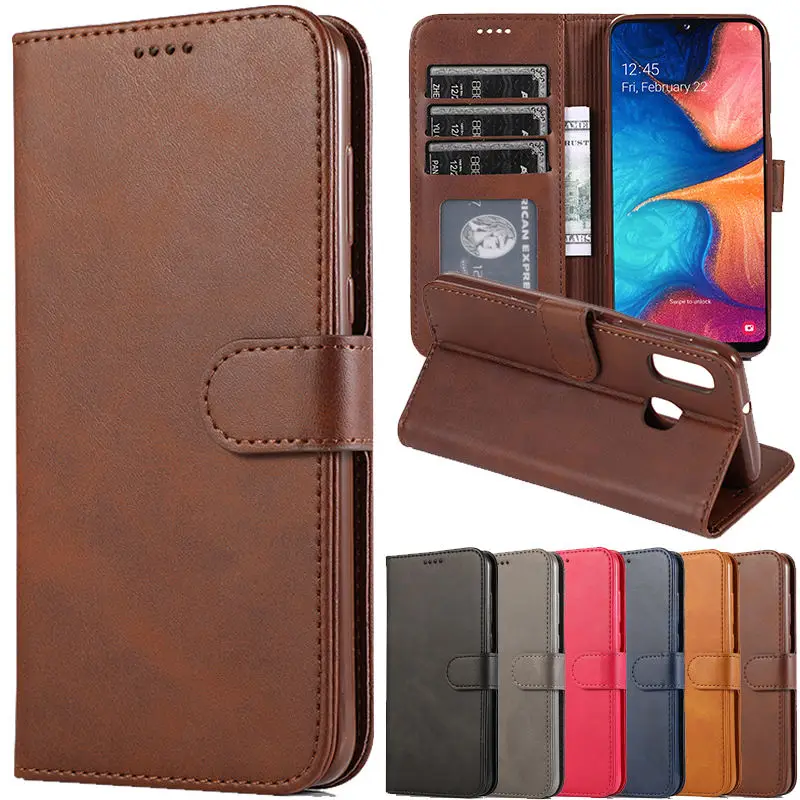 

Leather wallet flip case For Samsung A50 A60 A70 A30s A20e cover for S9 S8 S7 S10 J4 J6plus A7 A6 2018 J3 J5 J7 soft Magnet case