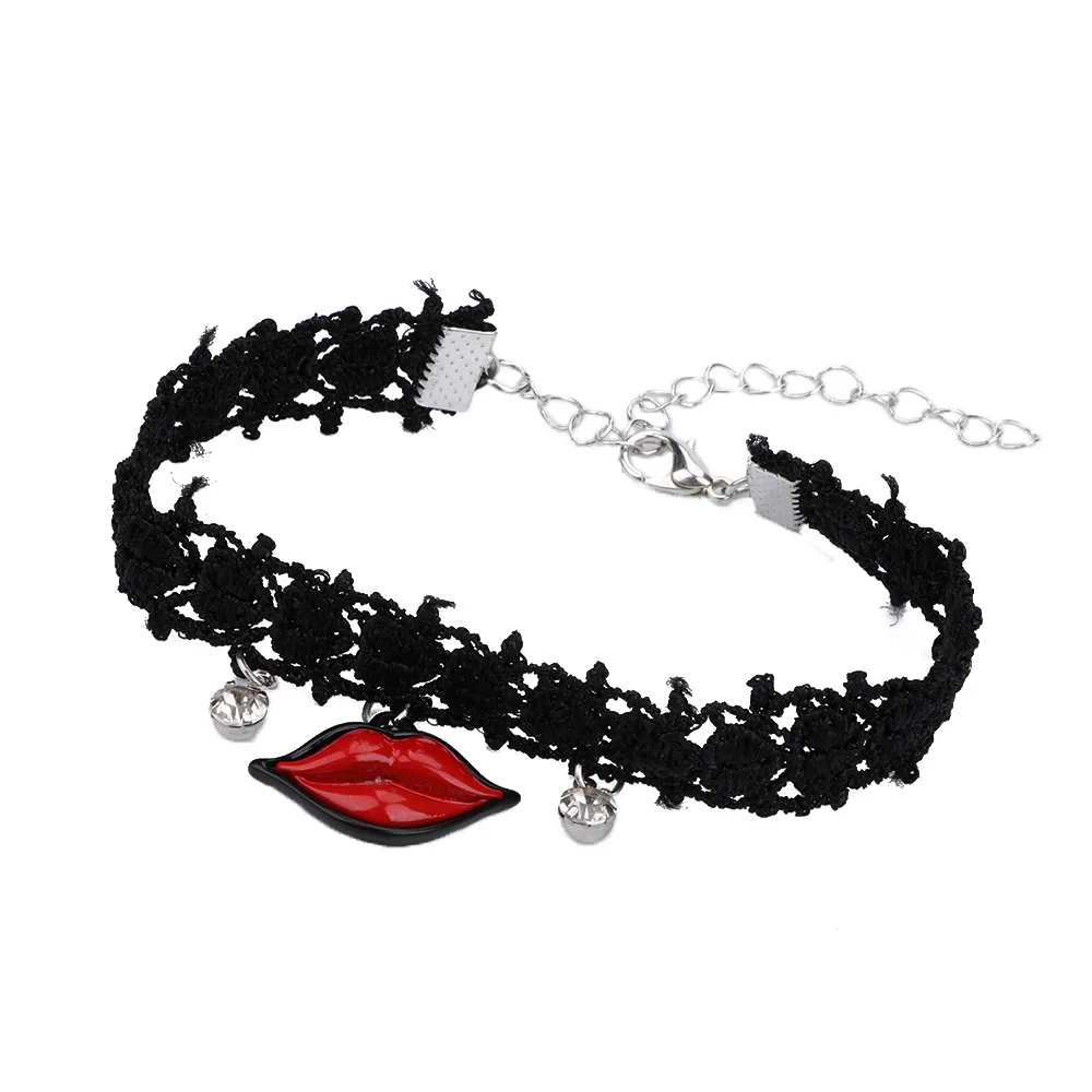 Fashion Creative Red Lips Lace Anklet Star Black Tattoo Glamour Beach Barefoot Jewelry | Украшения и аксессуары