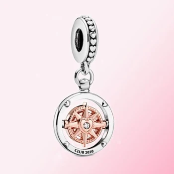 

2020 New Year Limited 100% 925 Sterling Silver 1: 1 Club Compass Dangle Charm Necklace Pendant DIY Bracelet Bangle For Women