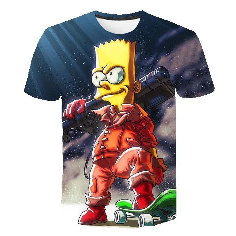 Simpsons animation 3D imprimé T-shirts garçons filles enfants avec col rond et manches courtes été enfant drôle camiseta