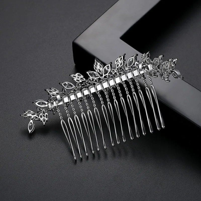 Floralbride Crystal Rhinestone Copper Alloy Bridal Hair Comb Wedding CZ Cubic Zirconia Hair Accessorie Bridesmaids Women Jewelry