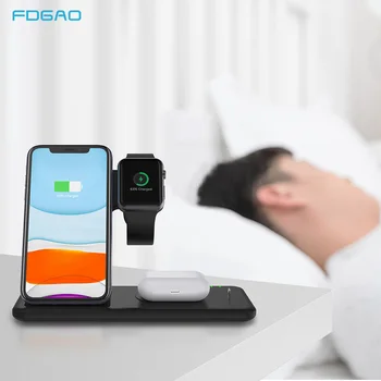 

FDGAO 15W Qi Wireless Charger Stand For iphone 11 Pro X XS MAX XR Fast Charging Dock Station For Apple Watch 5 4 3 2 Airpods Pro