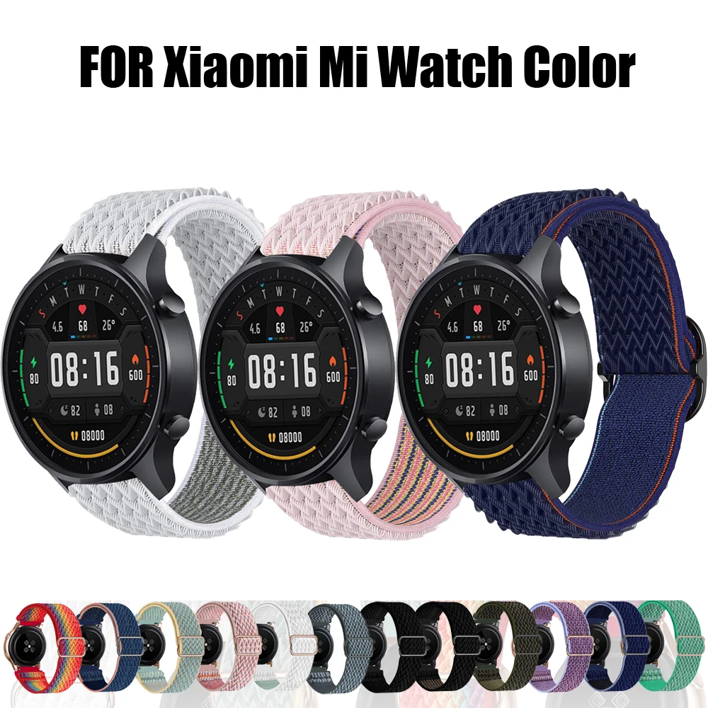 

Браслет нейлоновый для Xiaomi Mi Watch, цветной плетеный браслет для xiaomi haylou Ls02 Solo, наручные Ремешки, аксессуары 20 мм 22 мм