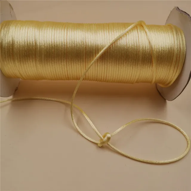 2MM  Chinese Knot Line Cord Silk Satin Nylon Cord 35colors for DIY String Necklace Bracelets 20meters Lot Lt yellow 540