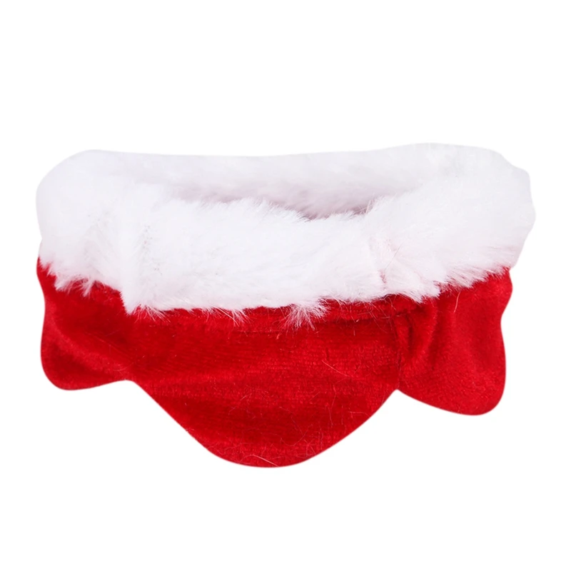 Регулируемый Рождественский костюм для домашних животных, накидка для собак, кошек, милые собака и кошка, плюшевый кружевной плащ Санта Клауса с шляпой, красный нагрудник для кошек - Цвет: Scarf