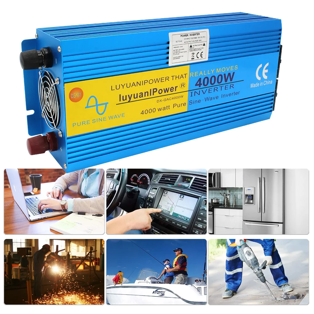 

4000W Pure Sine Invertere Universal EU Plug LED Screen 12V 220V 110V Inverter Car Power Adapter 12V to 220V Inverter Transformer