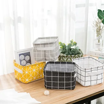 

2Pcs Desktop Storage Basket Sundries Underwear Toy Storage Box Foldable Cosmetic Book Organizer Stationery Container 20x16x13cm