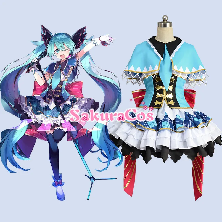 Vocaloid/карнавальный костюм для девочек; платье для 10-летия Мику; карнавальный костюм;