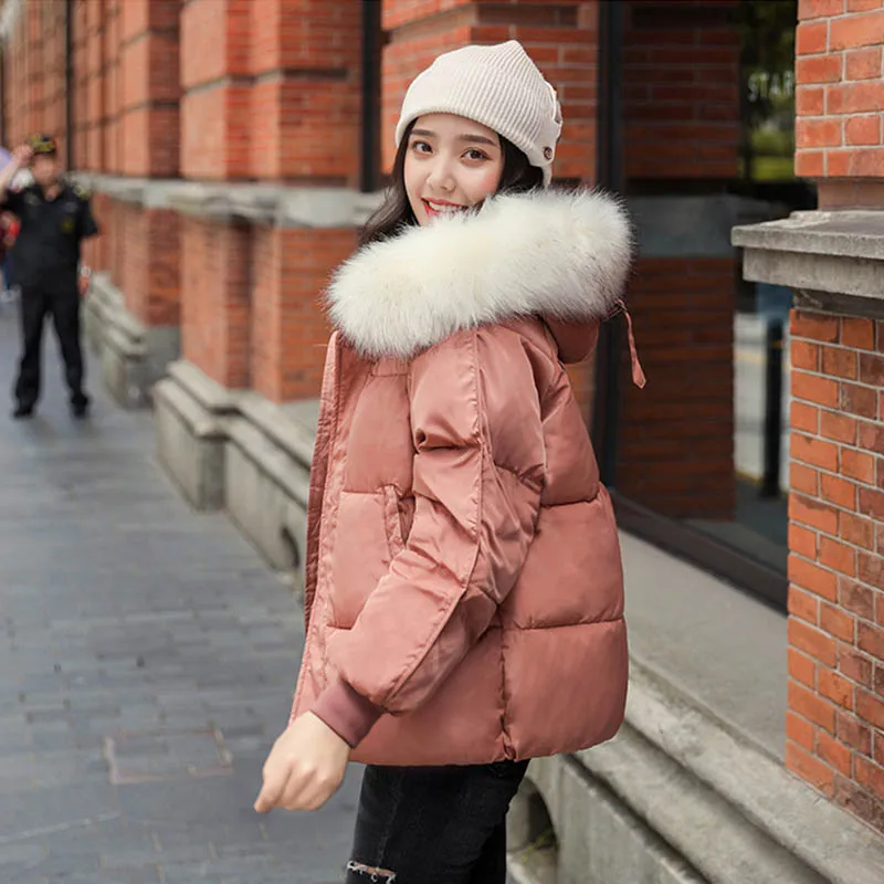 WXWT Winter Coats parkas winter new women's fashion large fur collar hooded thick cotton down jacket Russian winter coat