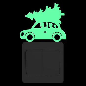 

Christmas Tree on the Car Glow in the Dark Wall Sticker Cartoon Merry Christmas Luminous Switch Sticker Kids Rooms Home Decor
