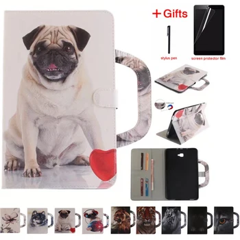 

Fashion Animal dog Case For Samsung Tab A a6 10.1 T580 T585 SM-T585 Case Cover Tablet Smart Stand Silicone+PU Leather Shell