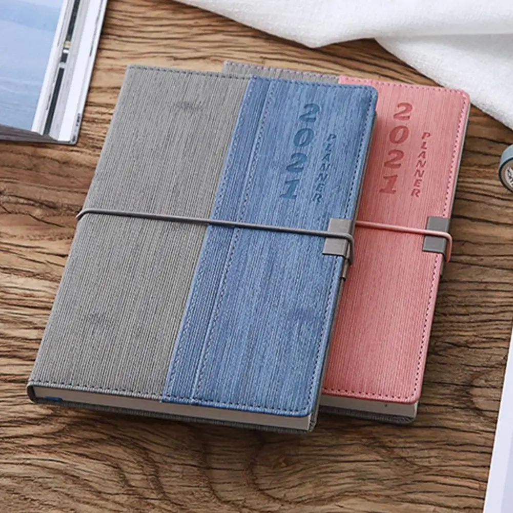 

New 2021 Agenda Notebook A5 PU Soft Cover Jan-Dec English language Thicken Note Book School Planner Organizer Efficiency Journal