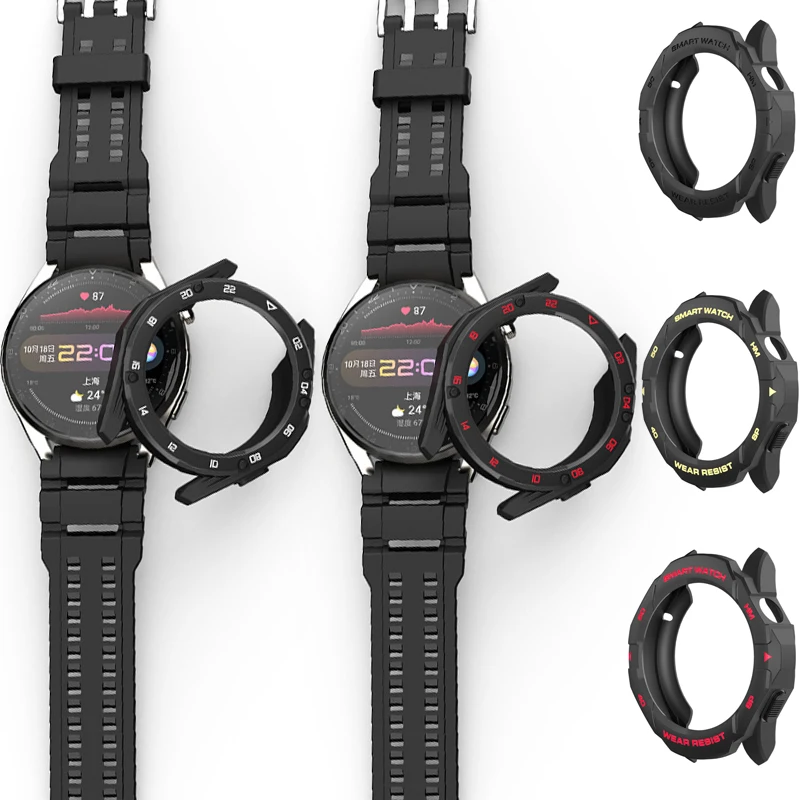 Защитный чехол с мягкой рамкой из ТПУ полным краем для смарт-часов Huawei Watch 3/3 Pro 3