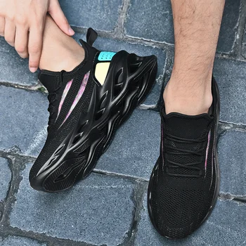 

Men Casual Shoes Brand Fashion Light Breathable Flyknit Sport Shoes Tenis Masculino Man Blade Running Sneakers Plus Size 39-46