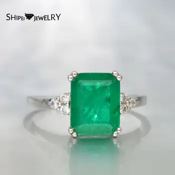 

Shipei Classic 925 Sterling Silver Emerald Greated Moissanite Gemstone Wedding Fine Jewelry Engagement Vintage White Gold Rings