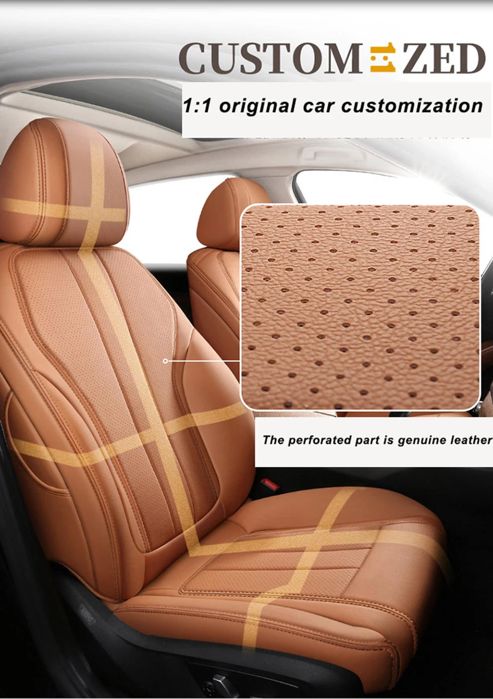 Easeadd Custom Seat Covers for Select Toyota RAV4 Seat Covers Accessories 2008 2009 2010 2011 2012 Waterproof Leather Custom Fit for All Variants Beige 