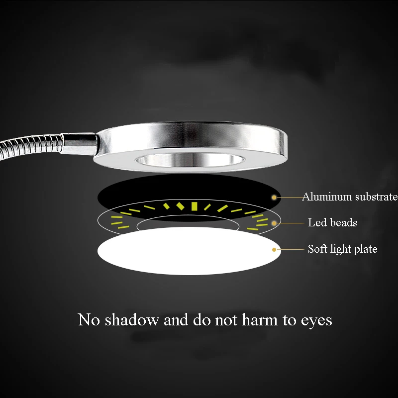 

USB LED Cold Light Lamp Tattoo Lamp With Clamp Eyebrow Makeup Illuminator Equipment Tattoo Nail Art Beauty Salon Tools Supplies