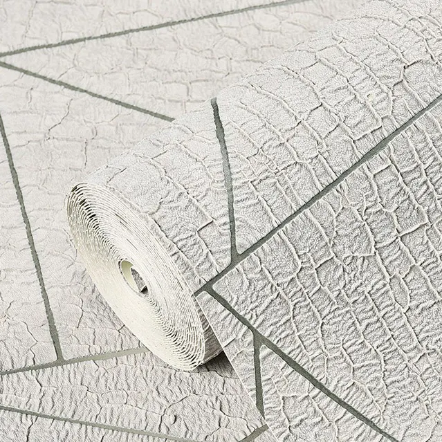 Light Grey 3D стереоскопическая Геометрическая Нетканая Флокированная настенная бумага Современная гостиная диван спальня ТВ фон домашний декор настенная бумага в рулонах - Цвет: Light Grey