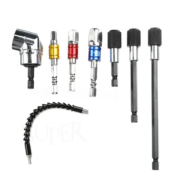 

8Pcs Extension Bar Hex Shank Socket Adapter Drill Bit, 1/4 Hex Shank Drill Bit Holder 105 Degree Right Angle Drill Attachment