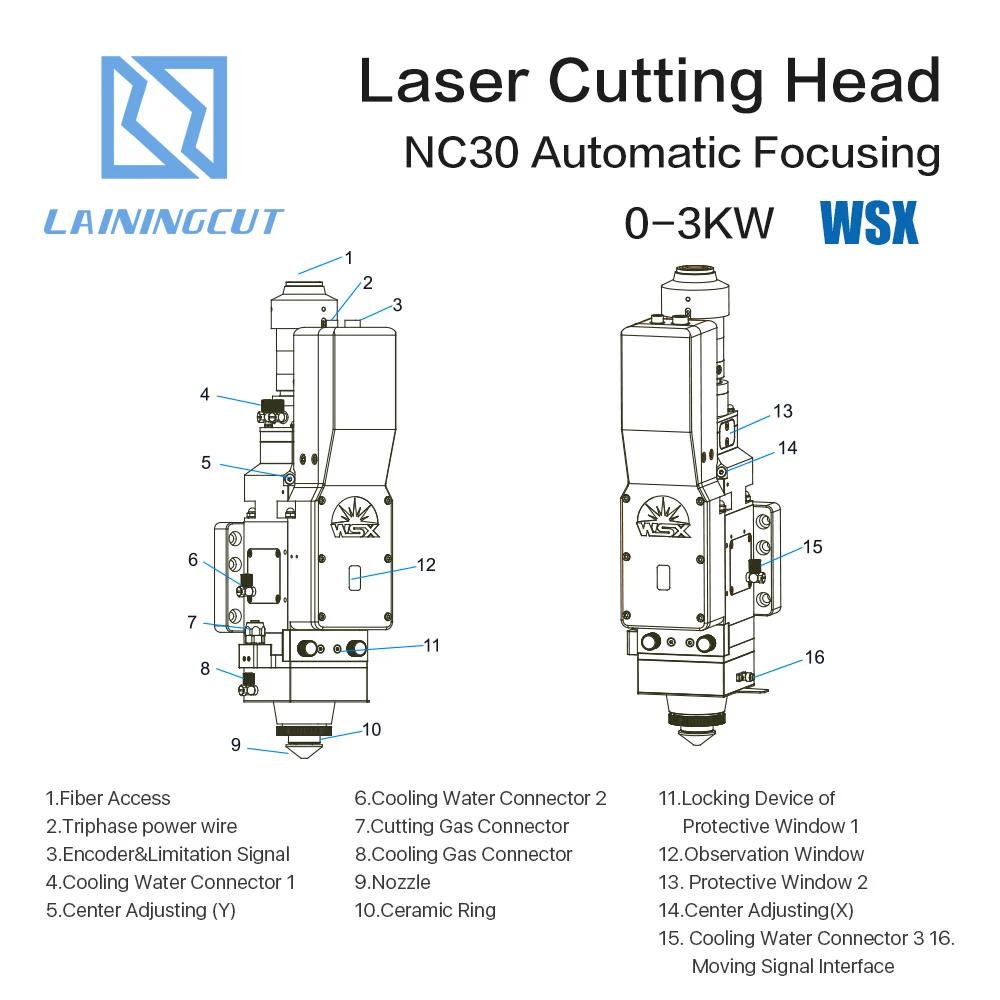 LSKCSH WSX 0 3 кВт автоматическая фокусировка NC30 волоконная лазерная машина