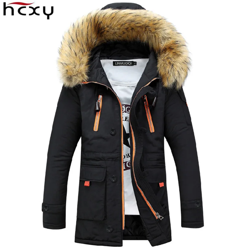 HCXY Men's Winter Down Jacket for Men Parka Man Warm Clothes Male Hooded Winter Coat Hooded Windbreaker Fur Hoodies Fit 4XL