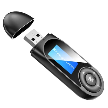 

RX and TX 2-in-1 USB BT5.0 Audio Transmitter Receiver 3.5mm Wireless Audio Adapter with LCD Display for TV Car Headphone