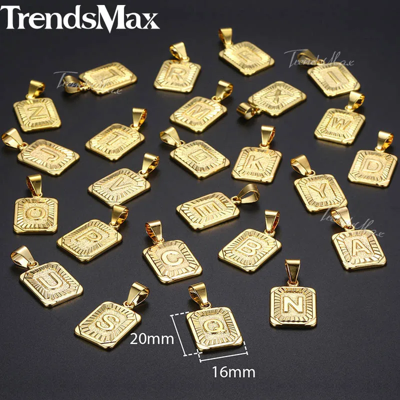 Trendsmax, подвеска с буквенным A-Z, подвеска, розовое золото, серебро, заглавная буква, ожерелье для женщин и мужчин, модное ювелирное изделие KGPMM01 - Окраска металла: FGPM05