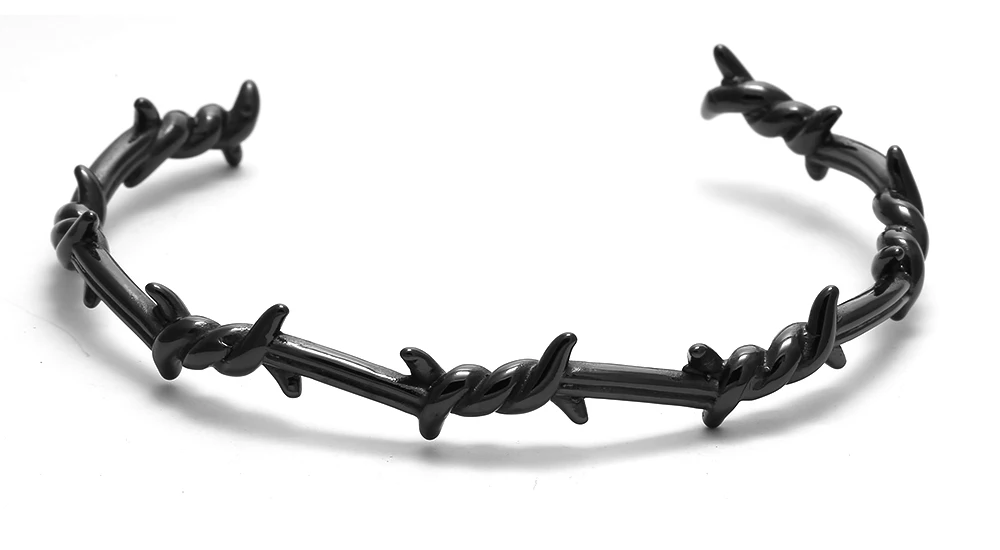 Мужской Открытый Браслет-манжета твист шипы проволока Pulsera титановая сталь геометрический браслет браслеты 17-19 см колючие украшения хип-хоп браслет