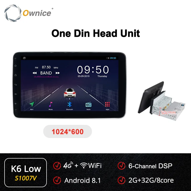 Ownice k3 k5 k6 1280*720 10," Android 9,0 Вращающийся 1 din 2 din универсальный gps Navi автомобильный стерео плеер радио 4G 360 панорама SPDIF - Цвет: S1007 K6