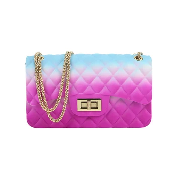 

Colorful Women PVC Jelly Single Shoulder Bags Fashion Messenger Bag Hasp Flap Ladies Crossbody Bag Travel Small Handbag Female