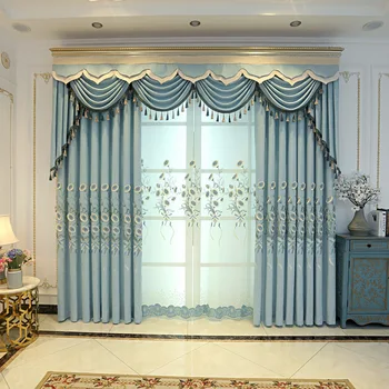 

Custom Curtains For Living Room Bedroom Curtains Modern Minimalist European Style Embroidered Chenille Linen Blackout Curtains