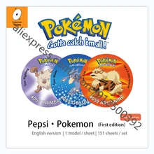 Naipes originales de colección de juegos para niños, cartas redondas de Mewtwo Mew, primera edición de Pokemon antiguo inusuales, estilo 55 81, 150