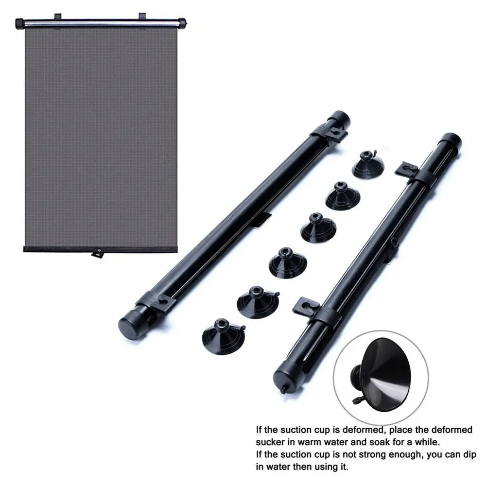 2 Pcs Premium 15x18 Inch Retractable Car Side Window Shade Roller Sunshade Windshield Anti UV