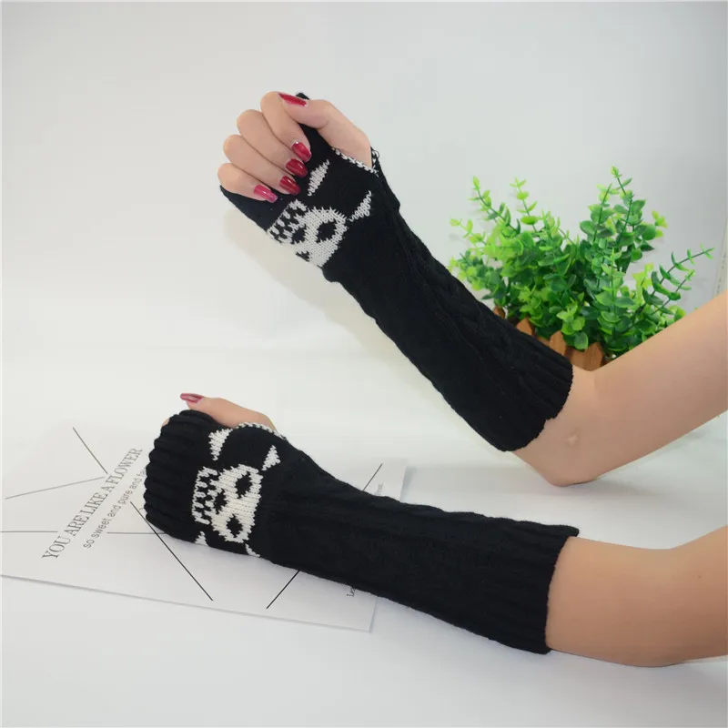 AOXIANG Womens Skeleton Fingerless Gloves Fashion Casual Punk Gothic Gloves