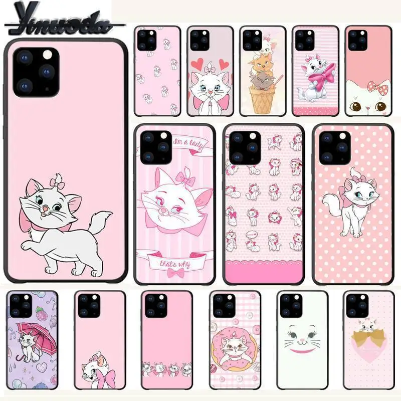 Yinuoda мультяшный розовый чехол Marie Cat Роскошный для Iphone 5s Se 6 6s 7 8 Plus X Xs Max Xr 11 Pro