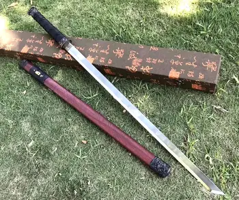 

Hand-Made straight Blade Sword WUSHU Saber spring Steel Blade Chinese KungFu Jian