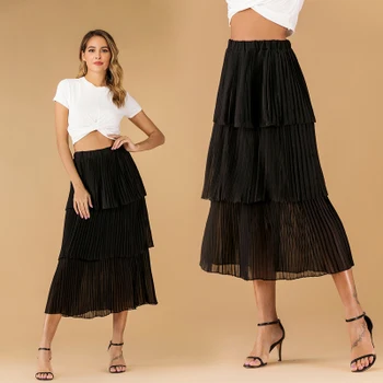 

2020 New Skirt Mid-length Skirt Spring And Autumn Temperament Pleated Cake Skirt Skirt