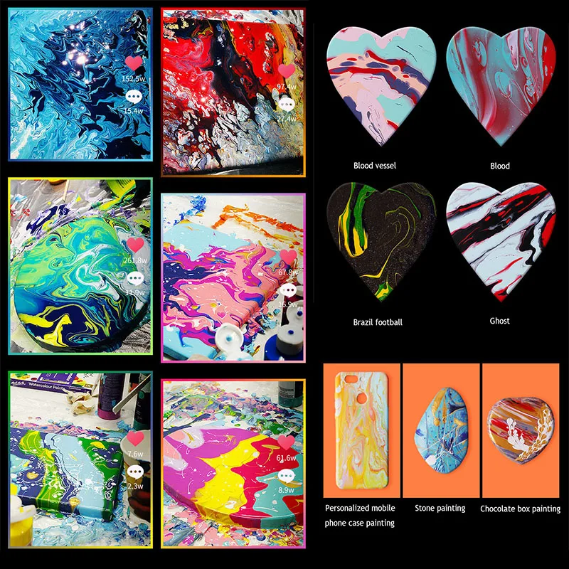 100ML Acrylic Paint Set Fluid Marbling Paint Silicone Oil Acrylic Pouring Medium Fabric Drawing Tool For Artist DIY Art Supplies