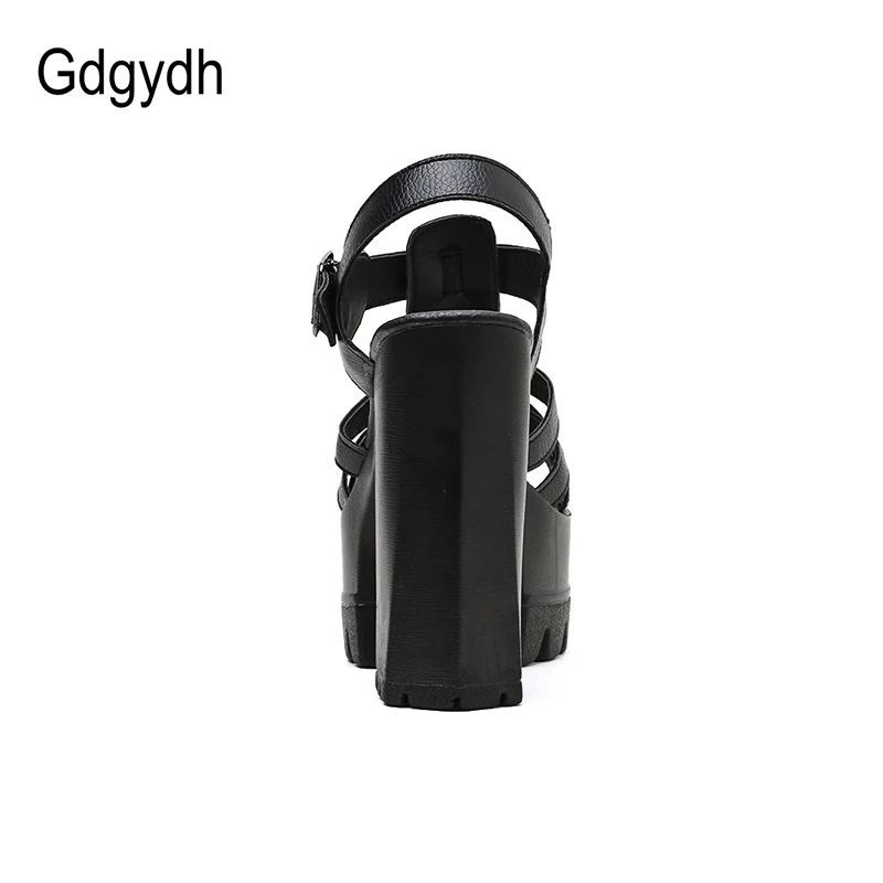 Женские панк сандалии Gdgydh черные на платформе с открытым носком в готическом