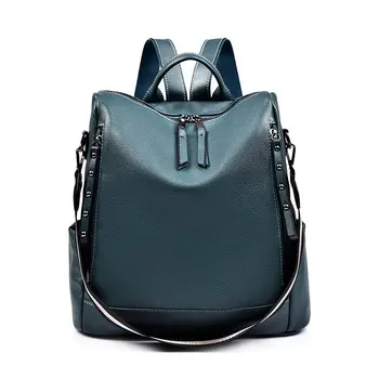 

Fashion Backpack Women Simple School Bag Youth Female Multifunctional Backbag Artificial Leather Lady Shopping Bag Black Green