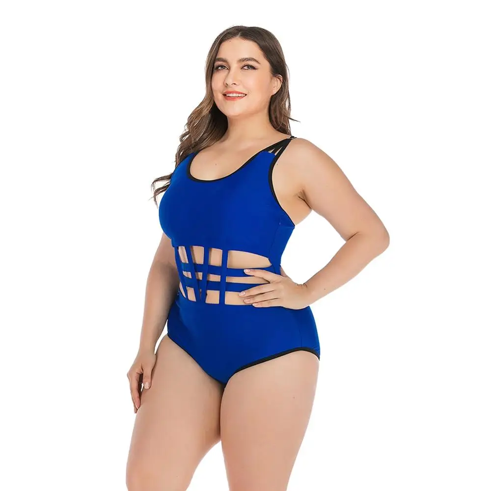 

One Piece Plus Size Swimsuit Women Hollow-out Strappy Quick Drying Slimming Beach Bikini Swimwear Swimming Suit
